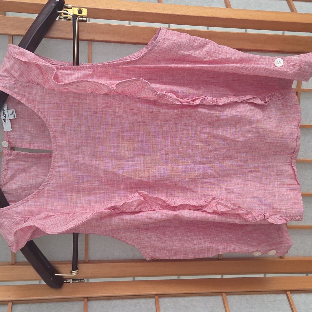 Madewell Red Ruffled Blouse